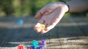 A person playing a dice game