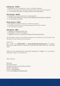 Page 2 of example sponsorship proposal for golf tournament sponsorship