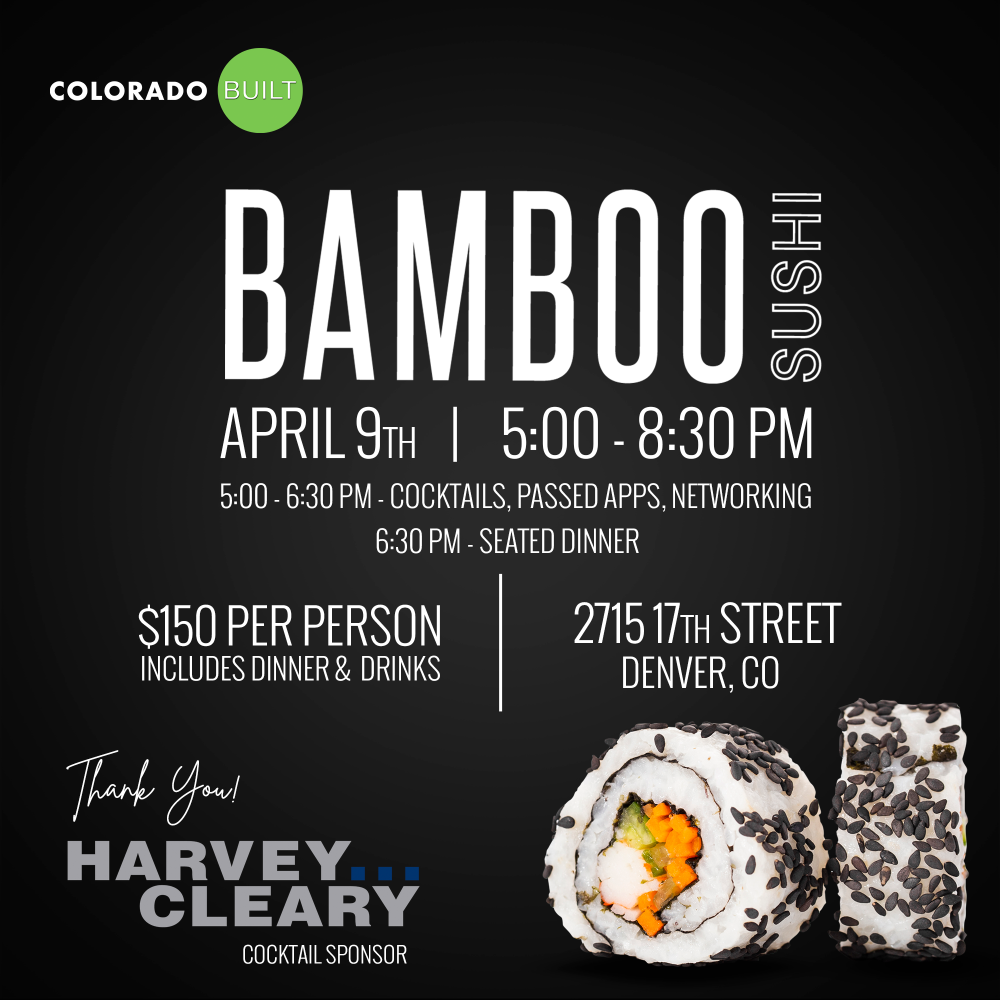 CO BUILT Sushi Dinner at Bamboo Sushi Colorado Built